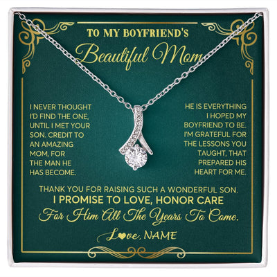 Alluring Beauty Necklace | Personalized To My Boyfriend's Beautiful Mom Necklace From Daughter Thannk You Mother In Law Mothers Day Birthday Christmas Customized Gift Box Message Card | teecentury