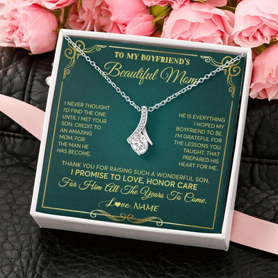 Alluring Beauty Necklace | Personalized To My Boyfriend's Beautiful Mom Necklace From Daughter Thannk You Mother In Law Mothers Day Birthday Christmas Customized Gift Box Message Card | teecentury