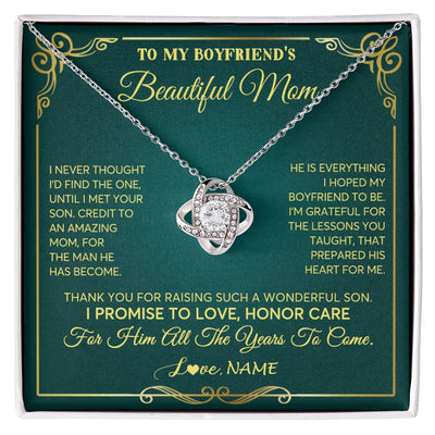 Love Knot Necklace | Personalized To My Boyfriend's Beautiful Mom Necklace From Daughter Thannk You Mother In Law Mothers Day Birthday Christmas Customized Gift Box Message Card | teecentury