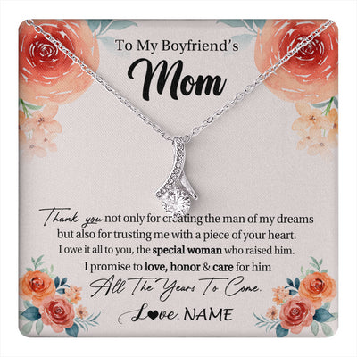 Alluring Beauty Necklace 14K White Gold Finish | 1 | Personalized To My Boyfriend's Mom Gifts Necklace Thank You Birthday Gifts For Boyfriends Mom Mother In Law Mothers Day Jewelry Gift Box Message Card | teecentury