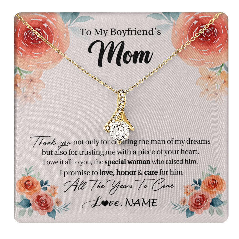 Alluring Beauty Necklace 18K Yellow Gold Finish | 1 | Personalized To My Boyfriend's Mom Gifts Necklace Thank You Birthday Gifts For Boyfriends Mom Mother In Law Mothers Day Jewelry Gift Box Message Card | teecentury