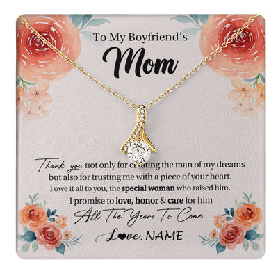 Alluring Beauty Necklace 18K Yellow Gold Finish | 1 | Personalized To My Boyfriend's Mom Gifts Necklace Thank You Birthday Gifts For Boyfriends Mom Mother In Law Mothers Day Jewelry Gift Box Message Card | teecentury
