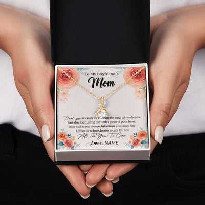 Alluring Beauty Necklace 18K Yellow Gold Finish | 2 | Personalized To My Boyfriend's Mom Gifts Necklace Thank You Birthday Gifts For Boyfriends Mom Mother In Law Mothers Day Jewelry Gift Box Message Card | teecentury