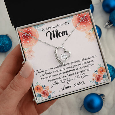Forever Love Necklace 14K White Gold Finish | 2 | Personalized To My Boyfriend's Mom Gifts Necklace Thank You Birthday Gifts For Boyfriends Mom Mother In Law Mothers Day Jewelry Gift Box Message Card | teecentury