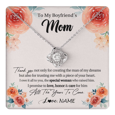 Love Knot Necklace 14K White Gold Finish | 1 | Personalized To My Boyfriend's Mom Gifts Necklace Thank You Birthday Gifts For Boyfriends Mom Mother In Law Mothers Day Jewelry Gift Box Message Card | teecentury