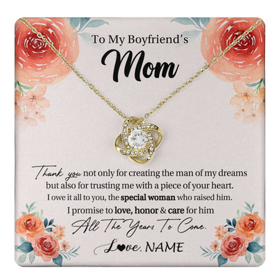Love Knot Necklace 18K Yellow Gold Finish | 1 | Personalized To My Boyfriend's Mom Gifts Necklace Thank You Birthday Gifts For Boyfriends Mom Mother In Law Mothers Day Jewelry Gift Box Message Card | teecentury