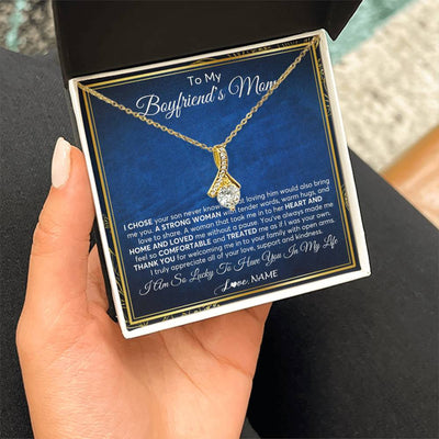 Alluring Beauty Necklace 18K Yellow Gold Finish | 2 | Personalized To My Boyfriend's Mom Necklace From Daughter A Strong Women Mother In Law Birthday Mothers Day Christmas Customized Gift Box Message Card | teecentury