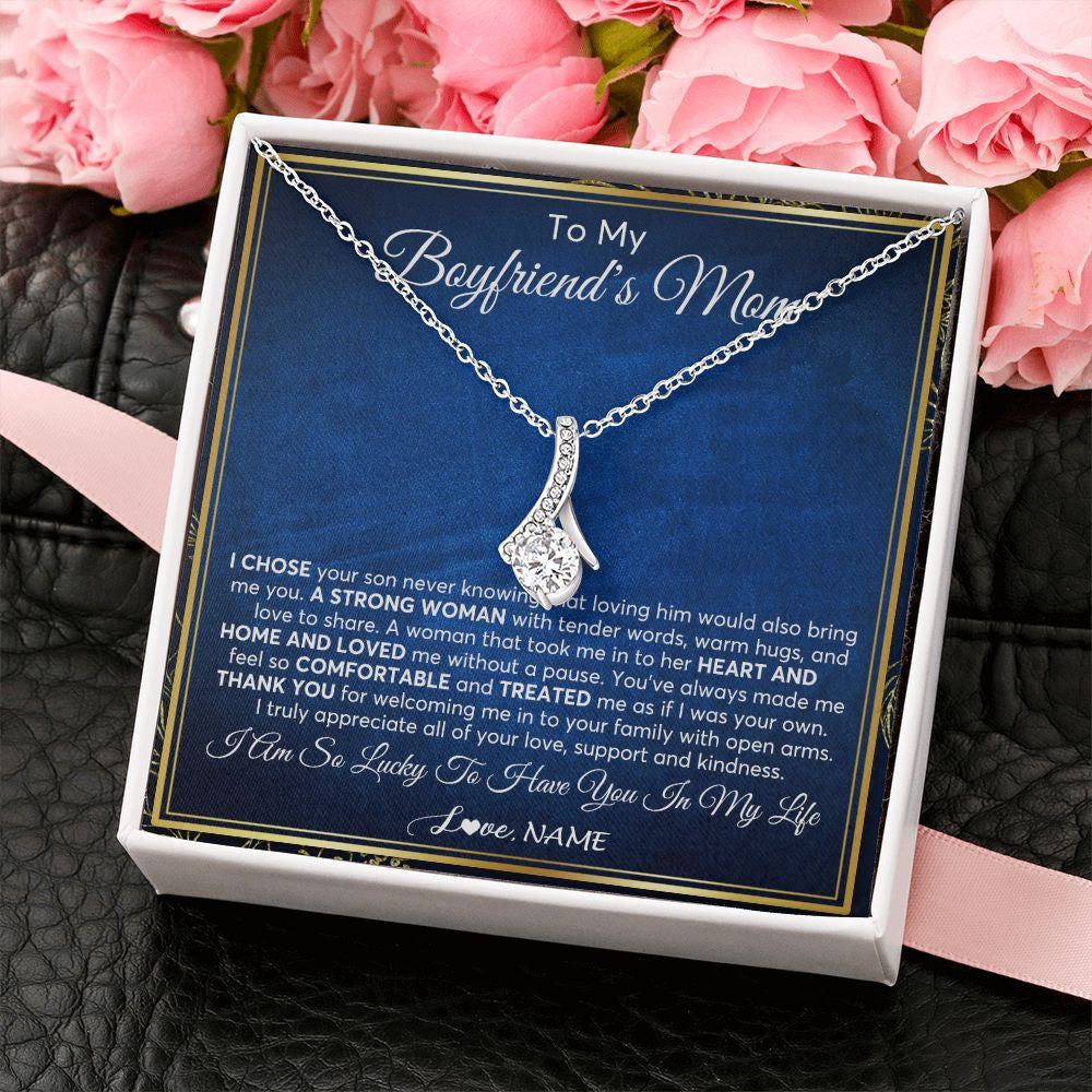 Alluring Beauty Necklace | Personalized To My Boyfriend's Mom Necklace From Daughter A Strong Women Mother In Law Birthday Mothers Day Christmas Customized Gift Box Message Card | teecentury