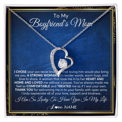 Forever Love Necklace | Personalized To My Boyfriend's Mom Necklace From Daughter A Strong Women Mother In Law Birthday Mothers Day Christmas Customized Gift Box Message Card | teecentury