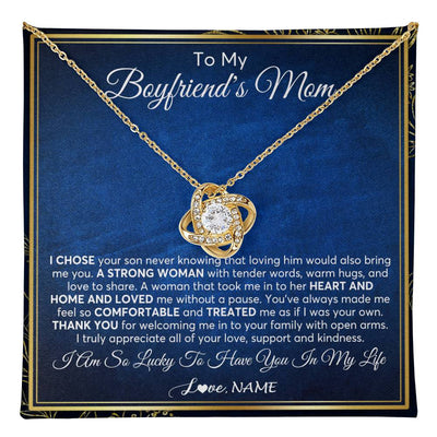 Love Knot Necklace 18K Yellow Gold Finish | 1 | Personalized To My Boyfriend's Mom Necklace From Daughter A Strong Women Mother In Law Birthday Mothers Day Christmas Customized Gift Box Message Card | teecentury