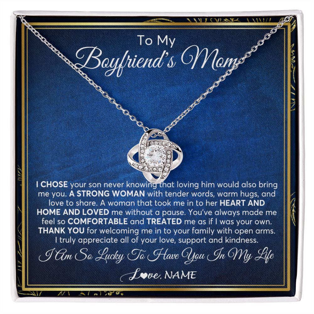 Love Knot Necklace | Personalized To My Boyfriend's Mom Necklace From Daughter A Strong Women Mother In Law Birthday Mothers Day Christmas Customized Gift Box Message Card | teecentury