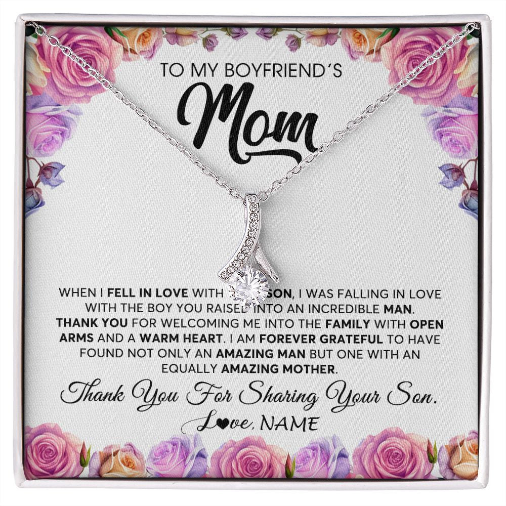Alluring Beauty Necklace | Personalized To My Boyfriend's Mom Necklace From Daughter A Warm Heart Mother In Law Mothers Day Wedding Birthday Christmas Customized Gift Box Message Card | teecentury