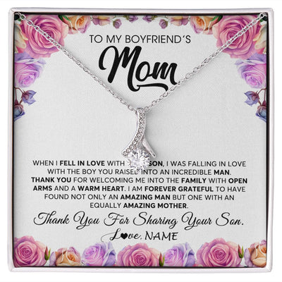 Alluring Beauty Necklace | Personalized To My Boyfriend's Mom Necklace From Daughter A Warm Heart Mother In Law Mothers Day Wedding Birthday Christmas Customized Gift Box Message Card | teecentury