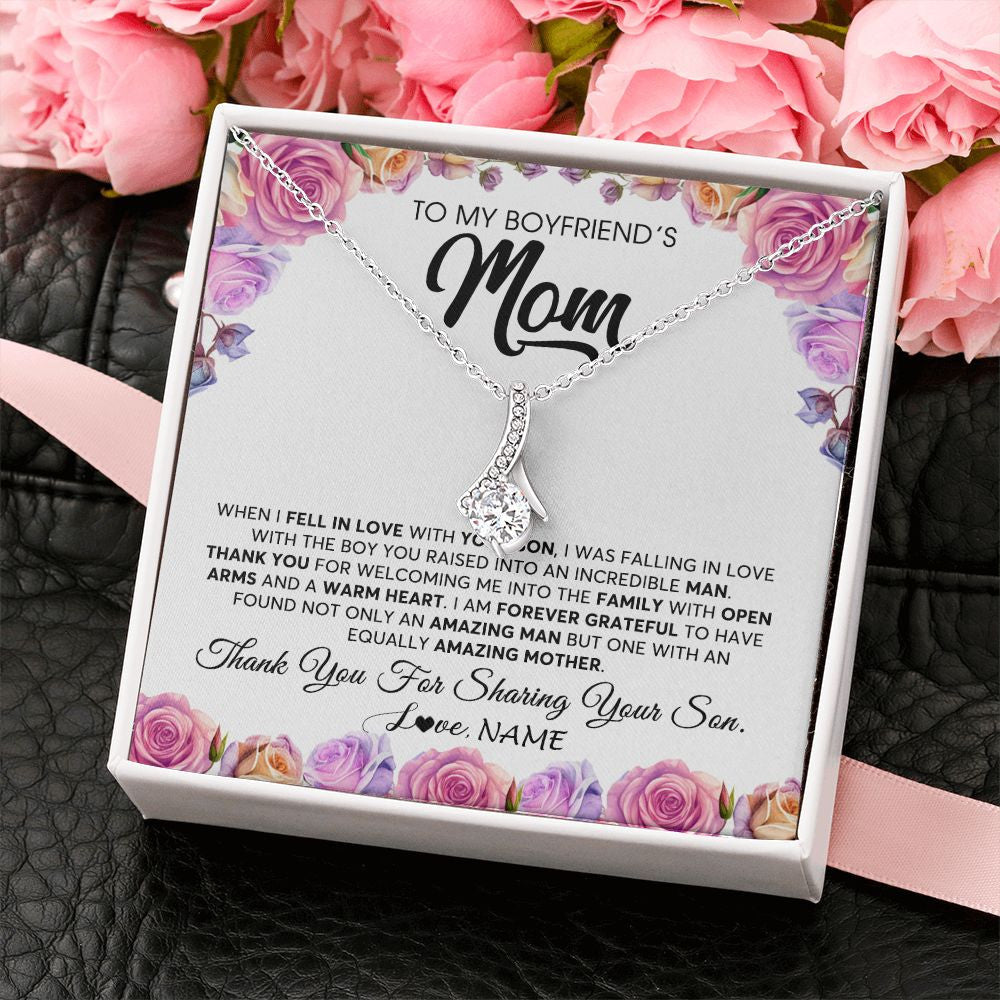 Alluring Beauty Necklace | Personalized To My Boyfriend's Mom Necklace From Daughter A Warm Heart Mother In Law Mothers Day Wedding Birthday Christmas Customized Gift Box Message Card | teecentury