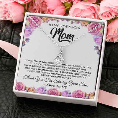Alluring Beauty Necklace | Personalized To My Boyfriend's Mom Necklace From Daughter A Warm Heart Mother In Law Mothers Day Wedding Birthday Christmas Customized Gift Box Message Card | teecentury