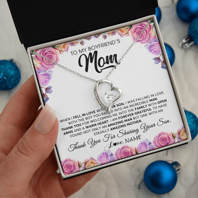 Forever Love Necklace | Personalized To My Boyfriend's Mom Necklace From Daughter A Warm Heart Mother In Law Mothers Day Wedding Birthday Christmas Customized Gift Box Message Card | teecentury