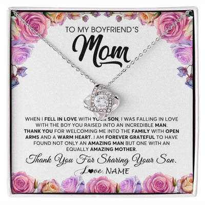 Love Knot Necklace | Personalized To My Boyfriend's Mom Necklace From Daughter A Warm Heart Mother In Law Mothers Day Wedding Birthday Christmas Customized Gift Box Message Card | teecentury