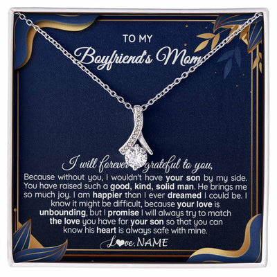 Alluring Beauty Necklace 14K White Gold Finish | 1 | Personalized To My Boyfriend's Mom Necklace From Daugter Grateful Gifts For Boyfriends Mom Jewelry Birthday Wedding Christmas Customized Gift Box Message Card | teecentury