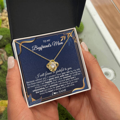 Love Knot Necklace 18K Yellow Gold Finish | 2 | Personalized To My Boyfriend's Mom Necklace From Daugter Grateful Gifts For Boyfriends Mom Jewelry Birthday Wedding Christmas Customized Gift Box Message Card | teecentury