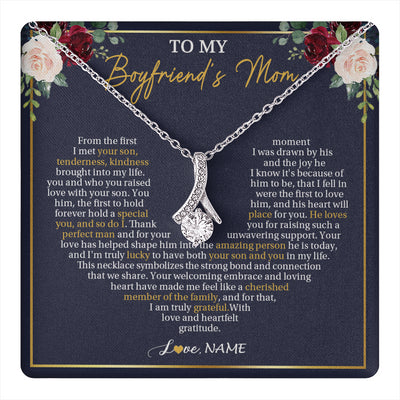 Alluring Beauty Necklace 14K White Gold Finish | 1 | Personalized To My Boyfriend's Mom Necklace Gifts Truly Grateful Mother In Law Mothers Day Birthday Gifts Wedding Presents Customized Gift Box Message Card | teecentury