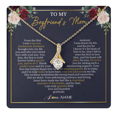 Alluring Beauty Necklace 18K Yellow Gold Finish | 1 | Personalized To My Boyfriend's Mom Necklace Gifts Truly Grateful Mother In Law Mothers Day Birthday Gifts Wedding Presents Customized Gift Box Message Card | teecentury