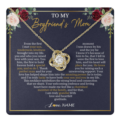 Love Knot Necklace 18K Yellow Gold Finish | 1 | Personalized To My Boyfriend's Mom Necklace Gifts Truly Grateful Mother In Law Mothers Day Birthday Gifts Wedding Presents Customized Gift Box Message Card | teecentury