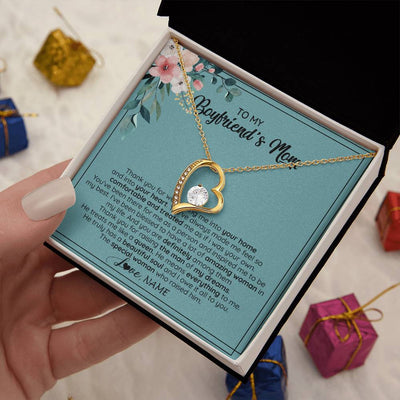 Forever Love Necklace 18K Yellow Gold Finish | 2 | Personalized To My Boyfriend's Mom Necklace Thank You For Creating My Best Friend Jewelry Birthday Anniversary Wedding Day Christmas Customized Message Card | teecentury