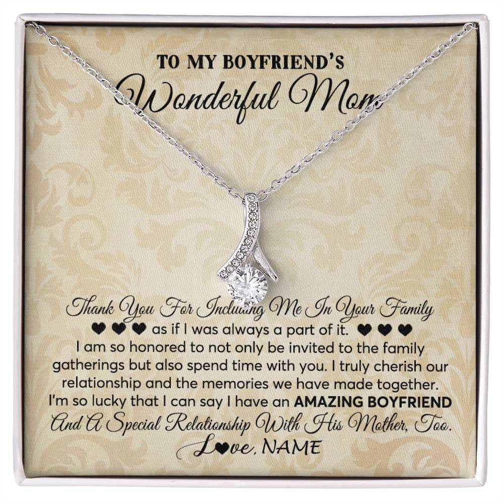 Alluring Beauty Necklace | Personalized To My Boyfriend's Mom Necklace Thank You Including Me In Your Family Mother In Law Mothers Day Christmas Jewelry Customized Gift Box Message Card | teecentury