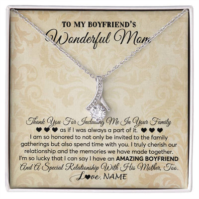 Alluring Beauty Necklace | Personalized To My Boyfriend's Mom Necklace Thank You Including Me In Your Family Mother In Law Mothers Day Christmas Jewelry Customized Gift Box Message Card | teecentury