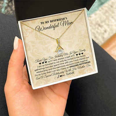 Alluring Beauty Necklace 18K Yellow Gold Finish | 2 | Personalized To My Boyfriend's Mom Necklace Thank You Including Me In Your Family Mother In Law Mothers Day Christmas Jewelry Customized Gift Box Message Card | teecentury