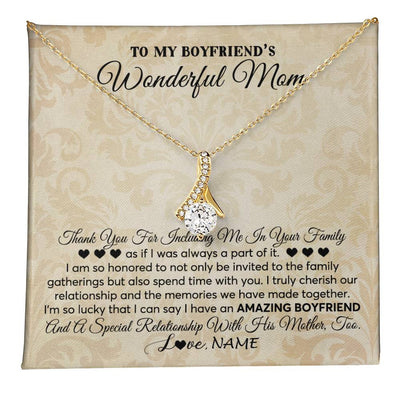 Alluring Beauty Necklace 18K Yellow Gold Finish | 1 | Personalized To My Boyfriend's Mom Necklace Thank You Including Me In Your Family Mother In Law Mothers Day Christmas Jewelry Customized Gift Box Message Card | teecentury