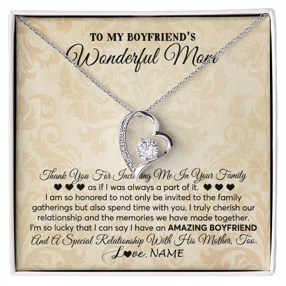 Forever Love Necklace | Personalized To My Boyfriend's Mom Necklace Thank You Including Me In Your Family Mother In Law Mothers Day Christmas Jewelry Customized Gift Box Message Card | teecentury