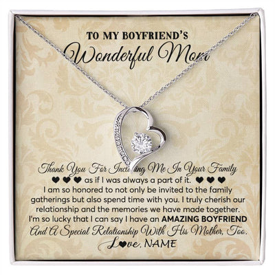 Forever Love Necklace | Personalized To My Boyfriend's Mom Necklace Thank You Including Me In Your Family Mother In Law Mothers Day Christmas Jewelry Customized Gift Box Message Card | teecentury