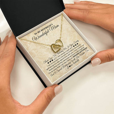 Interlocking Hearts Necklace 18K Yellow Gold Finish | 2 | Personalized To My Boyfriend's Mom Necklace Thank You Including Me In Your Family Mother In Law Mothers Day Christmas Jewelry Customized Gift Box Message Card | teecentury