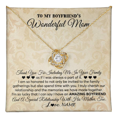 Love Knot Necklace 18K Yellow Gold Finish | 1 | Personalized To My Boyfriend's Mom Necklace Thank You Including Me In Your Family Mother In Law Mothers Day Christmas Jewelry Customized Gift Box Message Card | teecentury