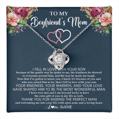 Love Knot Necklace 14K White Gold Finish | 1 | Personalized To My Boyfriend's Mom Necklace Thank You Mother In Law Mother Of The Groom Birthday Wedding Mothers Day Christmas Customized Gift Box Message Card | teecentury