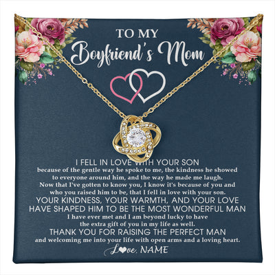 Love Knot Necklace 18K Yellow Gold Finish | 1 | Personalized To My Boyfriend's Mom Necklace Thank You Mother In Law Mother Of The Groom Birthday Wedding Mothers Day Christmas Customized Gift Box Message Card | teecentury