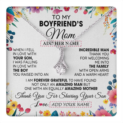 Alluring Beauty Necklace 14K White Gold Finish | 1 | Personalized To My Boyfriends Mom Gifts Necklace Mothers Day Gifts For Boyfriends Mom From Girlfriend Mother In Law Birthday Christmas Gift Box Message Card | teecentury.myshopify