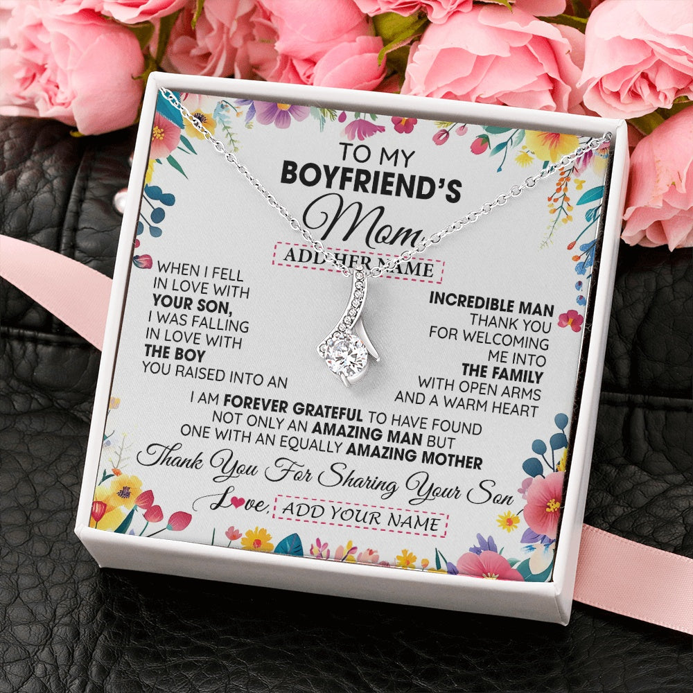 Alluring Beauty Necklace 14K White Gold Finish | 2 | Personalized To My Boyfriends Mom Gifts Necklace Mothers Day Gifts For Boyfriends Mom From Girlfriend Mother In Law Birthday Christmas Gift Box Message Card | teecentury.myshopify