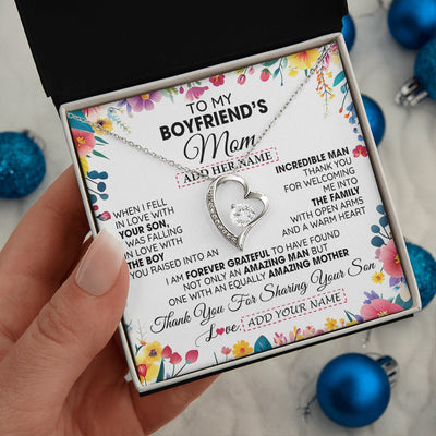 Forever Love Necklace 14K White Gold Finish | 2 | Personalized To My Boyfriends Mom Gifts Necklace Mothers Day Gifts For Boyfriends Mom From Girlfriend Mother In Law Birthday Christmas Gift Box Message Card | teecentury.myshopify