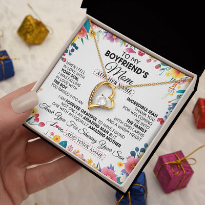 Forever Love Necklace 18K Yellow Gold Finish | 2 | Personalized To My Boyfriends Mom Gifts Necklace Mothers Day Gifts For Boyfriends Mom From Girlfriend Mother In Law Birthday Christmas Gift Box Message Card | teecentury.myshopify