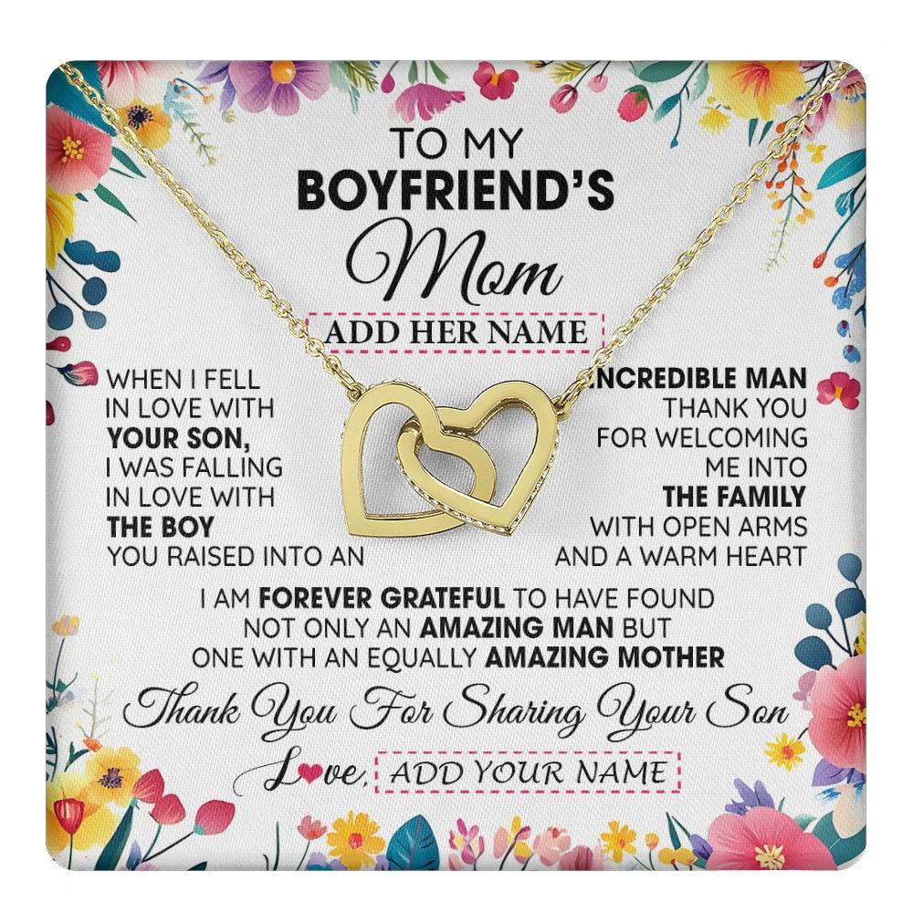 Interlocking Hearts Necklace 18K Yellow Gold Finish | 1 | Personalized To My Boyfriends Mom Gifts Necklace Mothers Day Gifts For Boyfriends Mom From Girlfriend Mother In Law Birthday Christmas Gift Box Message Card | teecentury.myshopify