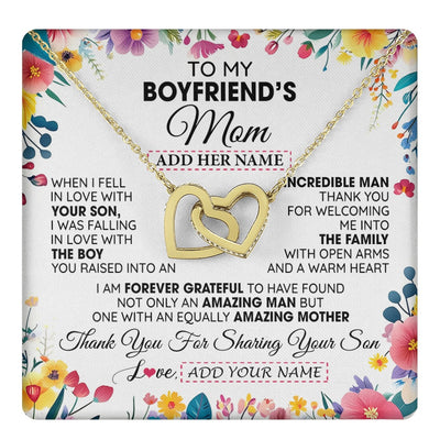 Interlocking Hearts Necklace 18K Yellow Gold Finish | 1 | Personalized To My Boyfriends Mom Gifts Necklace Mothers Day Gifts For Boyfriends Mom From Girlfriend Mother In Law Birthday Christmas Gift Box Message Card | teecentury.myshopify