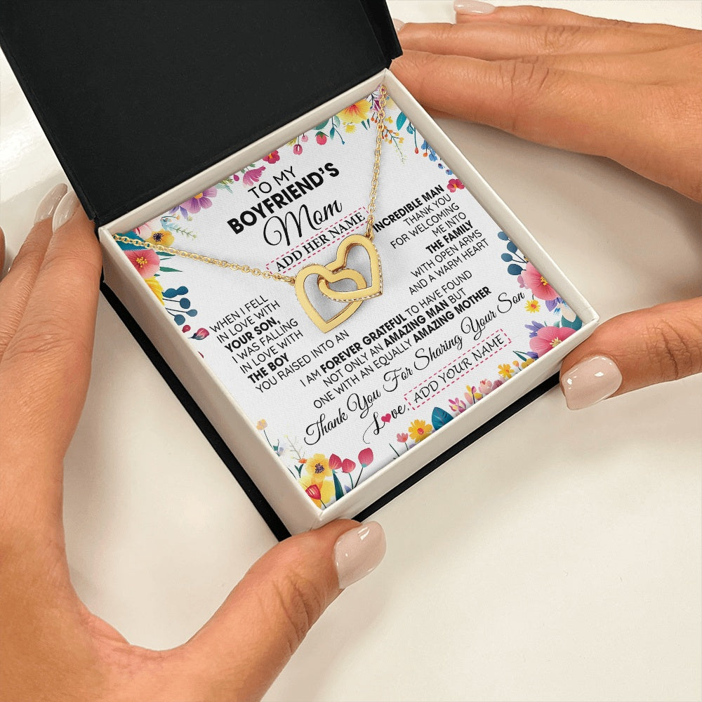 Interlocking Hearts Necklace 18K Yellow Gold Finish | 2 | Personalized To My Boyfriends Mom Gifts Necklace Mothers Day Gifts For Boyfriends Mom From Girlfriend Mother In Law Birthday Christmas Gift Box Message Card | teecentury.myshopify