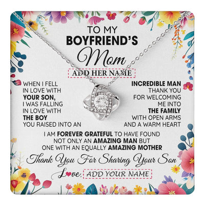 Love Knot Necklace 14K White Gold Finish | 1 | Personalized To My Boyfriends Mom Gifts Necklace Mothers Day Gifts For Boyfriends Mom From Girlfriend Mother In Law Birthday Christmas Gift Box Message Card | teecentury.myshopify