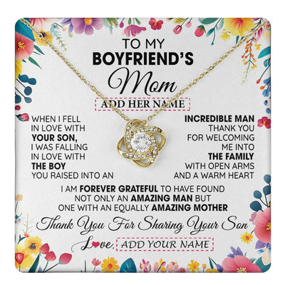 Love Knot Necklace 18K Yellow Gold Finish | 1 | Personalized To My Boyfriends Mom Gifts Necklace Mothers Day Gifts For Boyfriends Mom From Girlfriend Mother In Law Birthday Christmas Gift Box Message Card | teecentury.myshopify