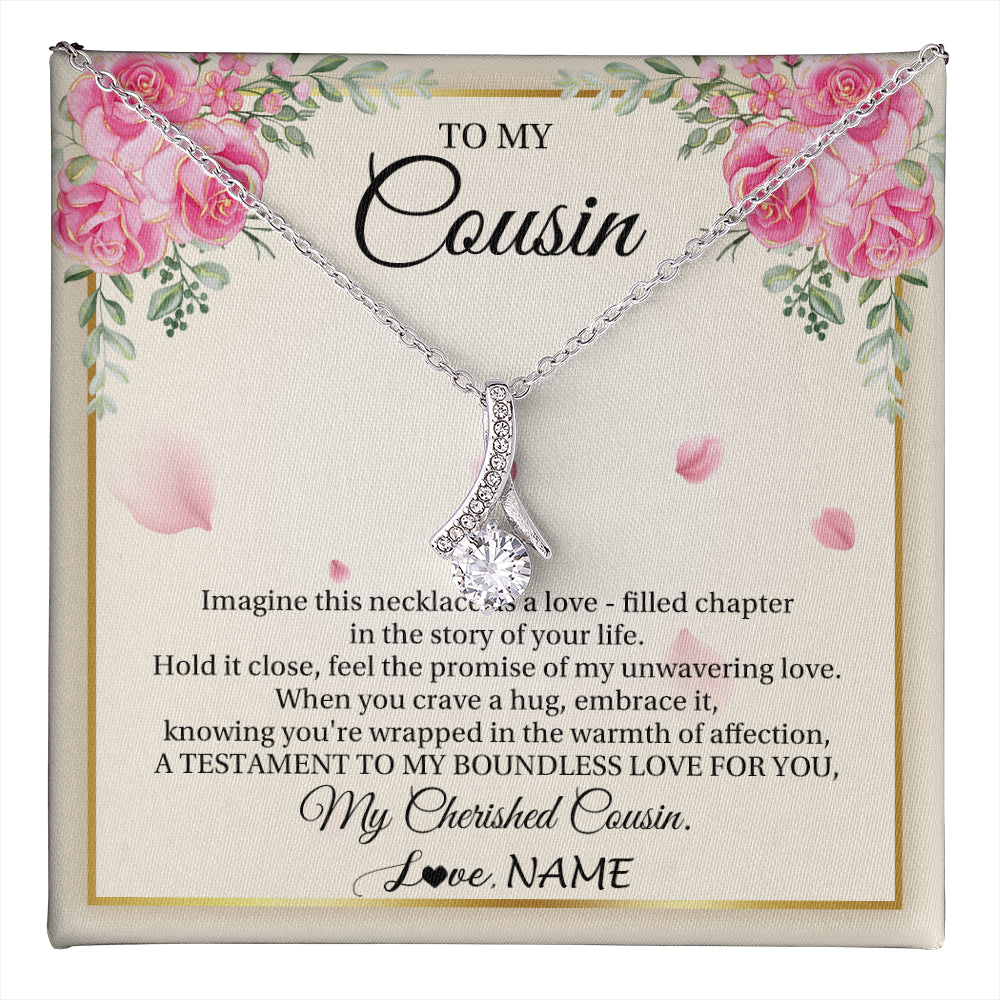 Alluring Beauty Necklace 14K White Gold Finish | 1 | Personalized To My Cousin From Family Imagine This Necklace As A Love Cousin Birthday Gifts Jewelry Graduation Christmas Customized Gift Box Message Card | teecentury