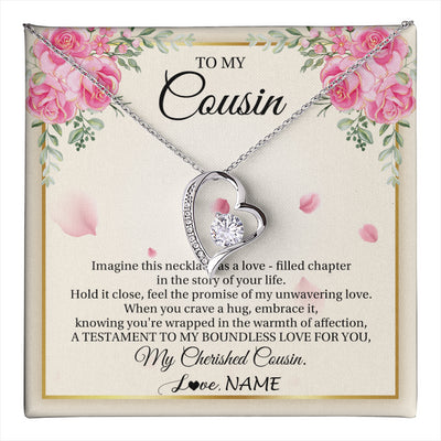 Forever Love Necklace 14K White Gold Finish | 1 | Personalized To My Cousin From Family Imagine This Necklace As A Love Cousin Birthday Gifts Jewelry Graduation Christmas Customized Gift Box Message Card | teecentury