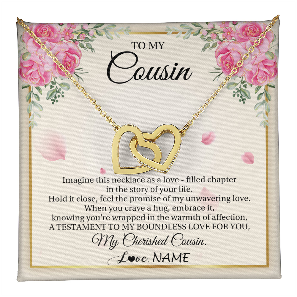 Interlocking Hearts Necklace 18K Yellow Gold Finish | 1 | Personalized To My Cousin From Family Imagine This Necklace As A Love Cousin Birthday Gifts Jewelry Graduation Christmas Customized Gift Box Message Card | teecentury