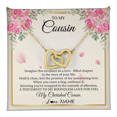 Interlocking Hearts Necklace 18K Yellow Gold Finish | 1 | Personalized To My Cousin From Family Imagine This Necklace As A Love Cousin Birthday Gifts Jewelry Graduation Christmas Customized Gift Box Message Card | teecentury